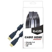 Cabo HDMI EVUS com Blister 1.8M Versao 1.4 3D Ouro Macho X Macho Preto Modelo C-001