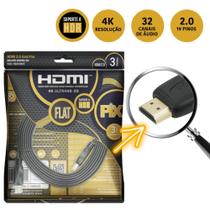 Cabo Hdmi Flat Pix Gold 2.0 4k 19 Pinos 3 Metros