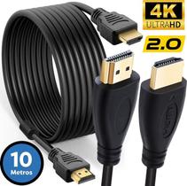 Cabo Hdmi Grande 10m Metros 2.0 Full Hd 4k Ultra Velocidade Tv Note Pc Blindado Ouro Gold 19 Pinos Filtro Ethernet Dvd