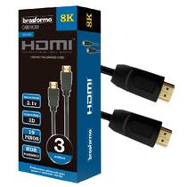 Cabo HDMI HDR Dinâmico 8k Brasforma 3 Metros 2.1 19p Gold
