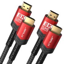 Cabo HDMI JSAUX 8K 2.1 48 Gbps 6 pés, pacote com 2 unidades, ultra alta velocidade