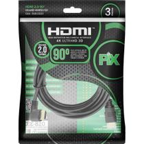 Cabo Hdmi L 3M 90 Graus Blindado 2.0 Ethernet 3 Metros 4K 3D