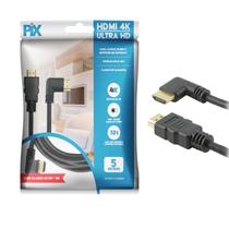 Cabo Hdmi L 5m 90 Graus Blindado 2.0 Ethernet 5 Metros 4k 3d