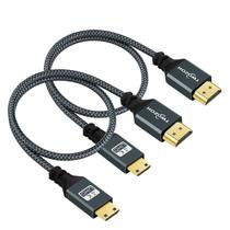 Cabo HDMI para HDMI Twozoh Mini 30cm, pacote com 2 unidades 3D/4K @60Hz Nylon