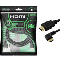Cabo HDMI PIX 3m 2.0 4K 19 Pinos - Plug 90 Graus 018-3323