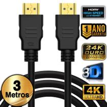 Cabo Hdmi Premium Gold 4k 3d 3 Metros Full Hd Blindado 19 Pinos
