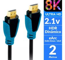 Cabo HDMI PS5 Xbox PC 2M 8k 2.1 Ultra HD 19 Pinos Banhados a Ouro