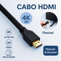 Cabo HDMI Reforçado 4K 3D 3m Alta Qualidade Televisores