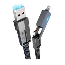 Cabo Hrebos 4 Em 1 Usbc Lightng 60w Nylon 1.2m Cb505 Cinza