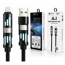 Cabo Hrebos CB-801 4 em 1 LED 1 Metro USB USB-C Compatível Com Lightning iPhone iOS Android Carregamento Rápido Premium