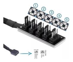 Cabo Hub Multi Fan P/ 5 Fans Cooler 4 Pinos Suporta Pwm Cpu - Nordecom