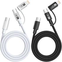 Cabo IDISON 2 em 1 USB-C para Lightning 1,2 m Carregamento Rápido