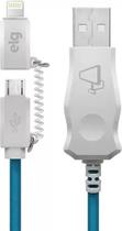 Cabo Iluminado Led Azul- 2 em 1 Lightning e Micro Usb- 1m - Led8510be- Elg Pedestais