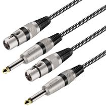 Cabo KINXIYU XLR fêmea para 6,35 mm TS macho 1,8 m, pacote com 2 Cabo KINXIYU XLR fêmea para 6,35 mm TS macho 1,8 m, pacote com 2