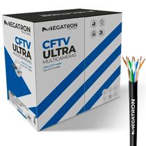 Cabo LAN UTP CFTV Multicameras Megaton Ultra, 4 Pares, Caixa 300 Metros, Classificação CMX, Preto - 4PX24AWG CCA - MEGATRON