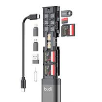 Cabo Leitor de Cartões 9 em 1 BUDI - USB 3.0, Type-C, SD e TF