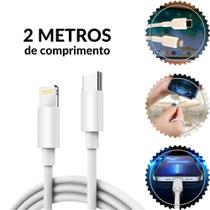 Cabo Lightning 2m Compativel Para iPhone 14 13 12 11 X Cabo Carregador Reforçado Usb Tipo C MFI PD