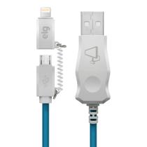 Cabo Lightning e Micro USB com LED Azul, Sincronização e Recarga 12W 2.1A, 1 metro, LEDB510BE, ELG Cabo Lightning e Micro USB com LED Azul, Sincronização e Recarga 12W 2.1A, 1 metro, LEDB510BE, ELG