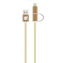 Cabo lightning / micro usb gold 2 em 1