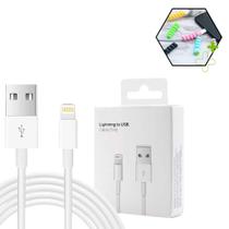 Cabo Lightning USB 1m Turbo Reforçado MFi Compativel com iPhone 14 13 12 11 X 8 + Protetor de Cabos