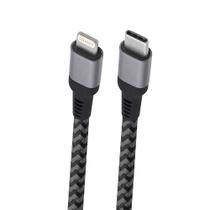 Cabo Lightning USB-C 1,5m Nylon Trançado Cinza MFi - GeoNav