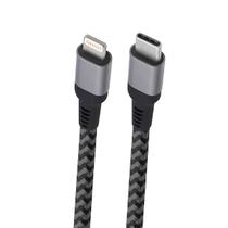 Cabo Lightning USB-C 1,5m Nylon Trançado Cinza MFi Iphone