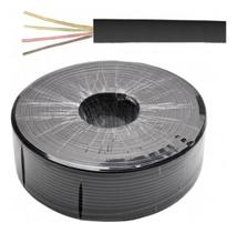 Cabo Liso Chato P/ Tel 4 Vias Preto Rolo C/ 300mts Cabo Liso Chato P/ Tel 4 Vias Preto Rolo C/ 300mts