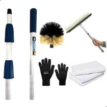 Cabo Longo 6 Metros com Rodo 35cm e Vassoura Limpa Tudo com Pano e Luva Jardim Cabo Longo 6 Metros com Rodo 35cm e Vassoura Limpa Tudo com Pano e Luva Jardim