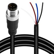 Cabo M12, conector macho de 4 pinos, impermeável, IP67, 5m, industrial