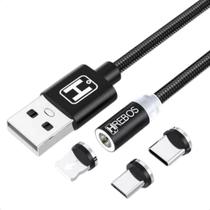 Cabo Magnetic 3 em 1 Micro-USB V8, Type-C, Lightning 1 Preto