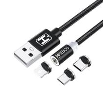 Cabo Magnetic 3 em 1 Micro-USB V8, Type-C, Lightning 1 Preto