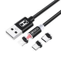 Cabo Magnético 3 em 1 - Compatível com IPhone + Tipo C e V8 da HREBOS HS-211