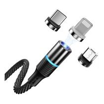 Cabo Magnético 3 Em 1 Micro Usb V8 Type C Android Ou Iphone