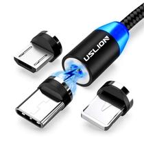 Cabo Magnético 3 em 1 USB Tipo C Lightning Micro USB 2m Uslion