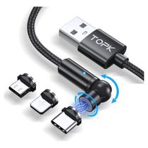 Cabo Magnético Articulado Giratório 3 Em 1 Carrega Turbo Dados Cabo Magnético Articulado Giratório 3 Em 1 Carrega Turbo Dados