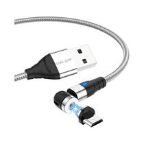 Cabo Magnético Rotativo 540 Micro USB Tipo C Para iPhone Poco Xiaomi USLION Carregador Magnético