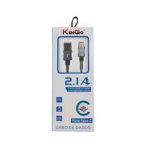 Cabo Metalizado Tipo C 2.1 A Prata Kingo - 7885102210747 Cabo Metalizado Tipo C 2.1 A Prata Kingo - 7885102210747
