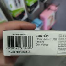 Cabo micro USB 1M recarga E sincronizacao verde - L510VD Cabo micro USB 1M recarga E sincronizacao verde - L510VD