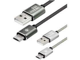 Cabo Micro USB 2m e 1m Carga Rápida Easy Mobile - Premium CBPROMMI2GR 2 Unidades