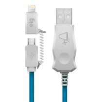 Cabo Micro USB ELG Adaptador Lightning Led Azul 1m LED8510BE