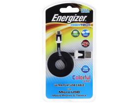 Cabo micro USB Energizer super resistente USB 1 metro Android, fone de ouvido - Preto