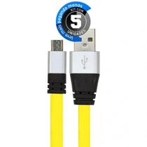 Cabo Micro Usb Flat Celular De Silicone Amarelo - Kit Com 5 Cabo Micro Usb Flat Celular De Silicone Amarelo - Kit Com 5