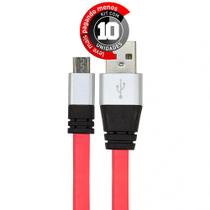 Cabo Micro Usb Flat Celular De Silicone Rosa - Kit Com 10