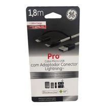 Cabo Micro USB Ge 1,8 Metros Com Adaptador MFI Lightning