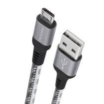 Cabo micro usb nylon trançado reforçado 1,5m cinza geonav