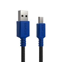 Cabo Micro USB para USB a 2.0 - Conector Azul - P/ PS4 - 3M - NYLON - PMUAN-3A Cabo Micro USB para USB a 2.0 - Conector Azul - P/ PS4 - 3M - NYLON - PMUAN-3A