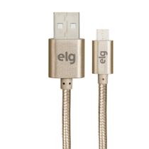 Cabo Micro USB, Sincronização e Recarga 12W 2.4A, Nylon Trançado Reforçado, 1 metro, Dourado, M510BG, ELG Cabo Micro USB, Sincronização e Recarga 12W 2.4A, Nylon Trançado Reforçado, 1 metro, Dourado, M510BG, ELG