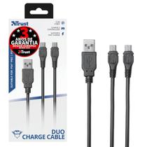 Cabo Micro USB tipo Y Trust Duo Cable GXT 222 T20165 Ponta Dupla Preto 3.5m