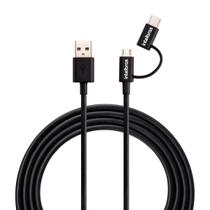 Cabo Micro USB + USB-C 1,2m em PVC Preto Intelbras EUABC 12PP