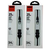 Cabo Micro USB V8 carregador e dados para celular - Kit com 2 cabos 25cm